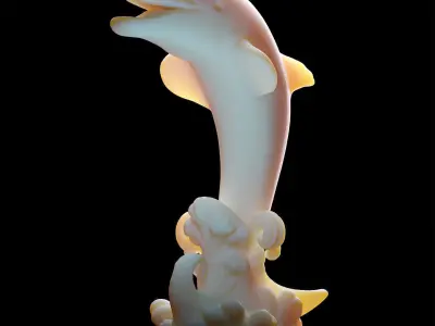 Dolphin Jumping Over Ocean Waves 3D print model