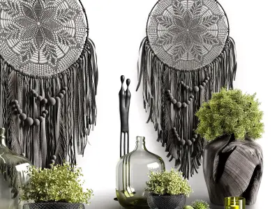 Decorative set in dark colors 3D model