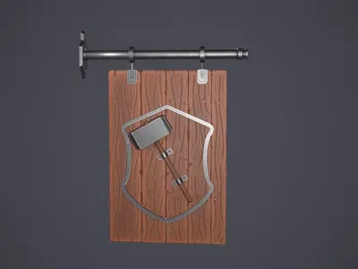 Blacksmith signboard Low-poly 3D model