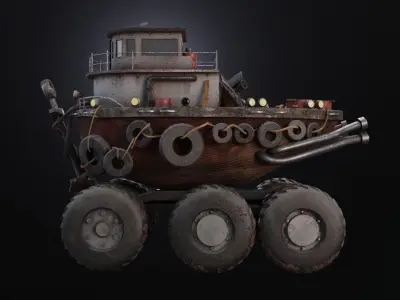 Game Ready  Ship Punisher Low-poly 3D model