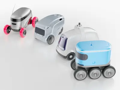 Delivery robots pack 4-in-1 3D model