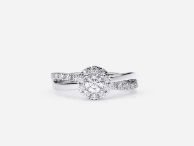 ZDR0172 halo diamond engagement ring gold 3D print model