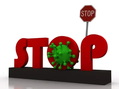 Stop coronavirus spread Low-poly 3D model