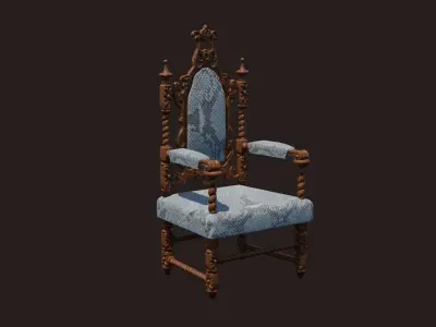 Renaissance Style HighBacked Chair model 6 Low-poly 3D model