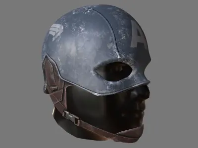 Captain America Helmet PBR Low-poly 3D model