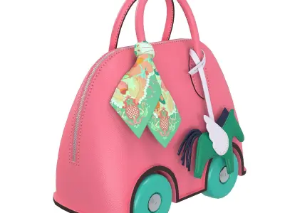 Hermes Mini Bolide Bag On Wheels Pink Low-poly 3D model