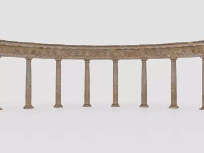 Modular Curved Colonnade Scan with LODs Low-poly 3D model