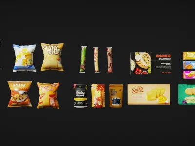 Snack food packaging Low-poly 3D model