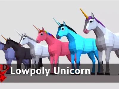 LowPoly Unicorn Low-poly 3D model