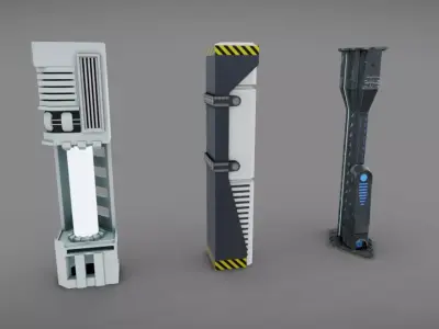 SciFi Columns Low-poly 3D model