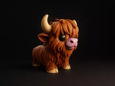 Cute Highland Cow Adorable Highland Cattle Figurine 3D print model