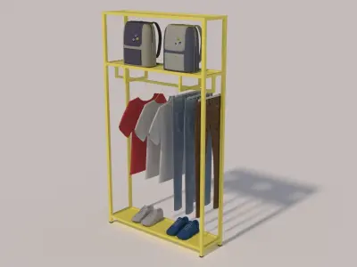 Tshirts Jeans Sport Shoes and Backpack Rack 3D model