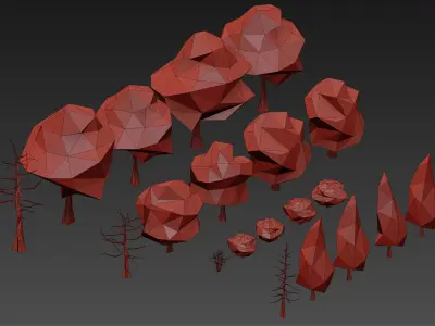 Low poly trees Pack Free low-poly 3D model
