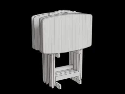 Set Of 4 Small Foldable Wooden Tables 3D model