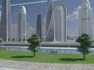 Futuristic Modular City Pack pbr 3D model