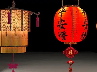 Chinese red lantern 3D model