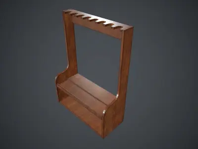 Wooden Weapon Rack 2 PBR Game Ready  Low-poly 3D model