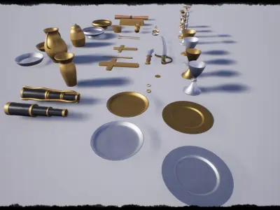 Fantasy Pirate Treasures Low-poly 3D model