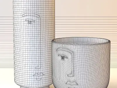 HM Stoneware Vase 2 - Light Beige - Decorative Vase 3D model