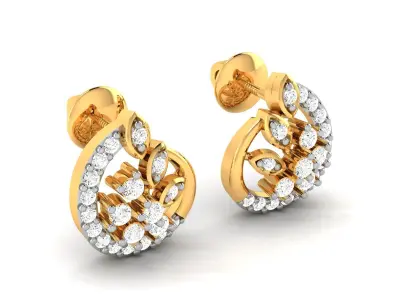 Women Studs Earrings 3dm STL FBX OBJ Render Detail 3D print model