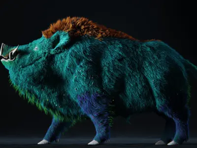 Wild Boar Full pack Low-poly 3D model