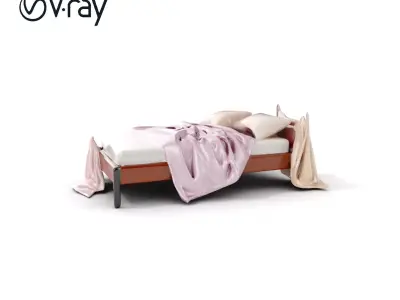 Elegant Canopy Bed with Drapes D Model Pack Low-poly 3D model