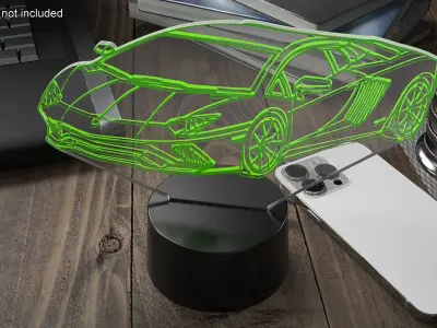 Hologram Night Light Car Green 3D model