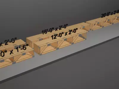 Wooden Trusses 3D model