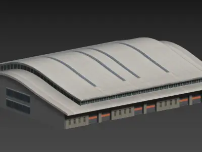 Warehouse Low-poly 3D model 2