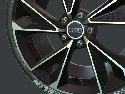 Set of tires and rims for Audi Low-poly 3D model