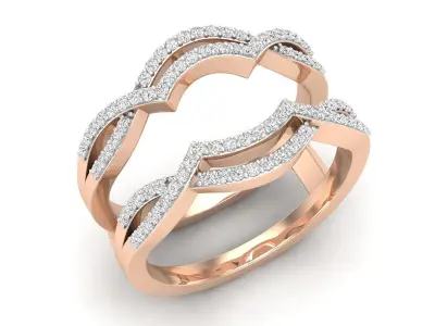 AV 573 Diamond Ladies Anniversary Wedding Guard Double Ring 3D print model