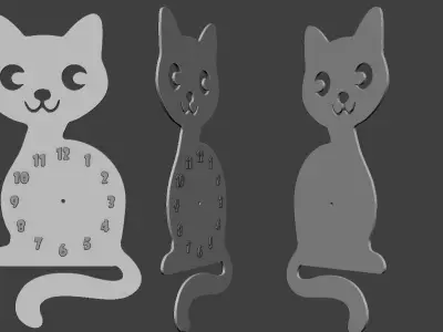 Cute cat wall clock 3D model