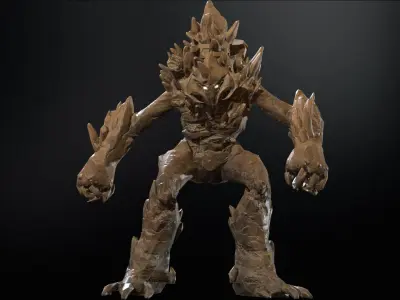 Stone Guardian Low-poly 3D model