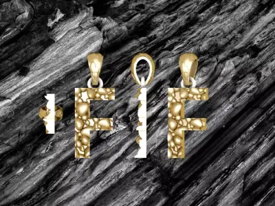 F LETTER Alphabet ROCKS PENDANT 3D print model 3D print model