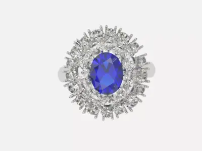 ring with stone oval 3D print model