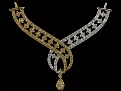 Two-Tone Intertwined Pave stl 3dm Necklace model jp0367 3D print model