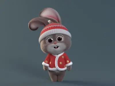 Cartoon cute rabbit 3D model