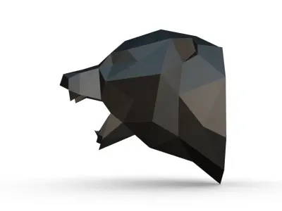 trophy bear head low poly 3D print model