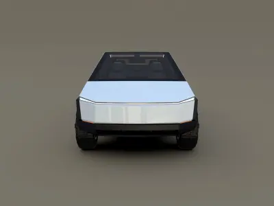 Tesla Cybertruck with chassis and interior White Low-poly 3D model