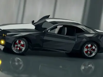 Low Poly Car chevrolet camaro Low-poly 3D model
