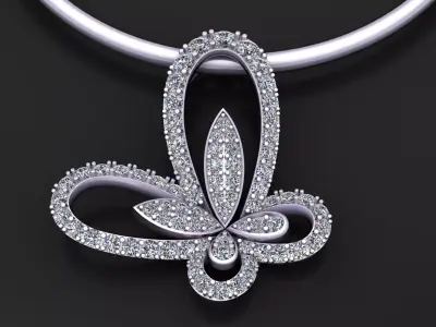 Diamond Butterfly Pendant 3D print model