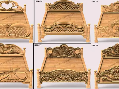 30 Luxury Bed carving Collection 3D model 3D print model