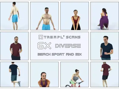 SAG07 6X Sports Beach Running Jogging Man Woman 004 Low-poly 3D model