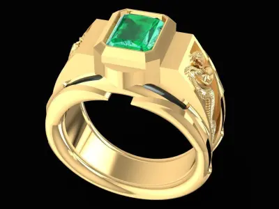 Luxury Emerald Cut Dragon Ring for Men 3D Model 2627 3D print model