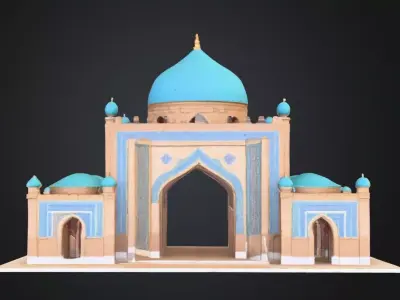 Islamic Mosque 3D Model  Detailed Architecture with Domes Low-poly 3D model