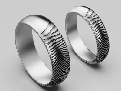 Finger print ing silver gold jewelry printable 3D model 3D print model
