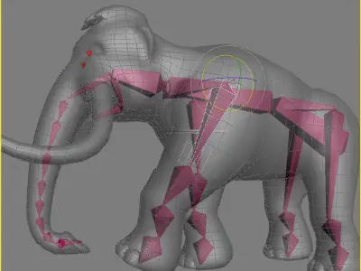 Cartoon Mammoth Rigged Low-poly 3D model