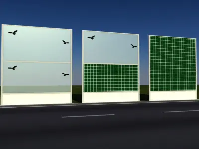 Road car noise barrier set 3D model