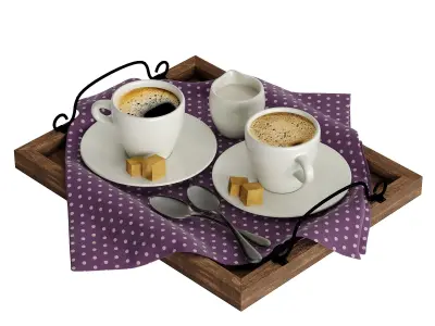 Coffee cup decor set 03 3D model
