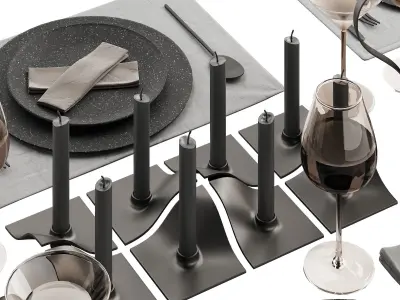 063 Tableware decor set 01 dark matte 3D model